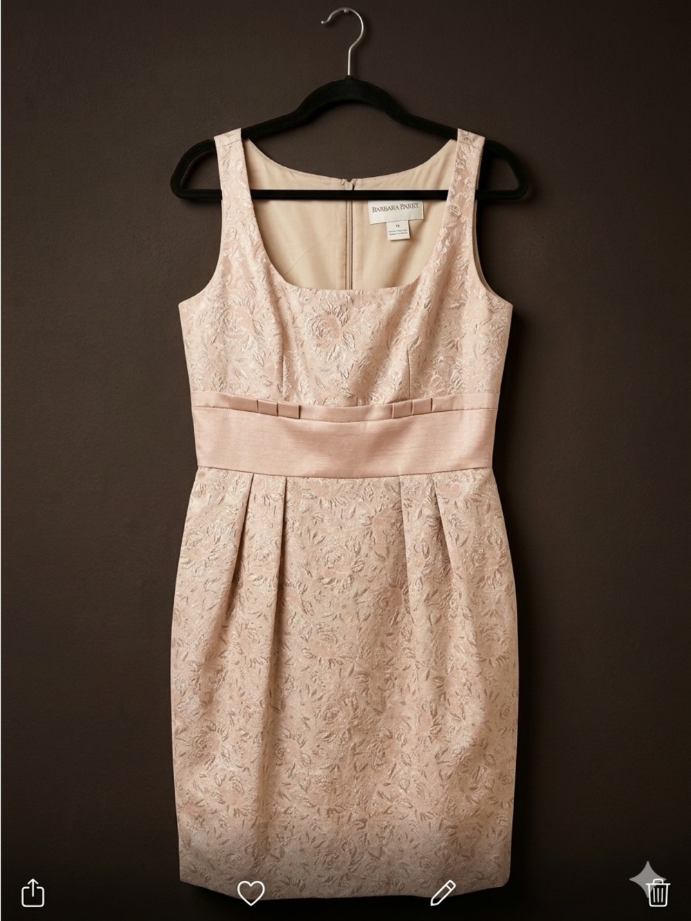 Champagne Floral Brocade Cocktail Dress Size 8